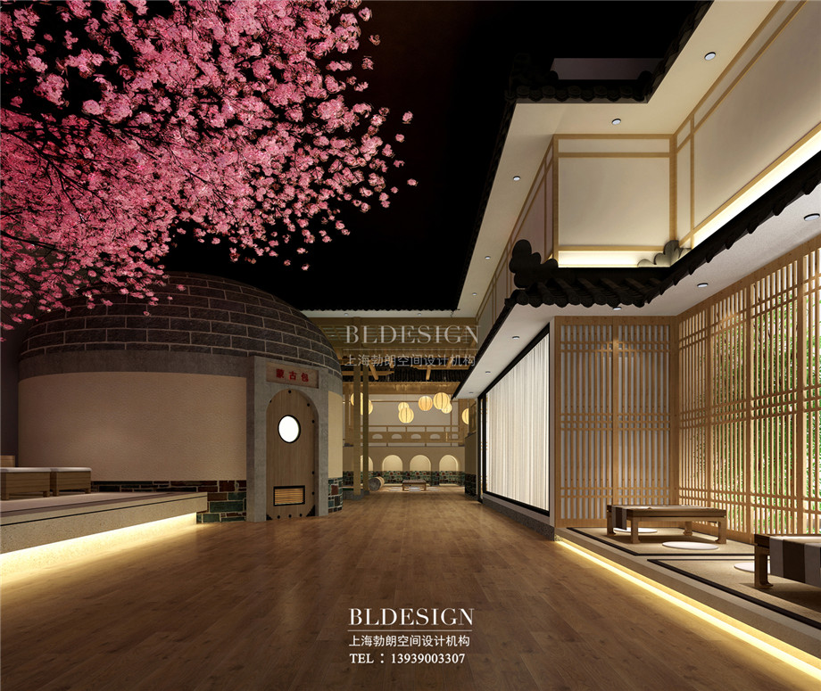 新鄭百樂(lè)湯新中式汗蒸會(huì)館裝修設(shè)計(jì)效果圖